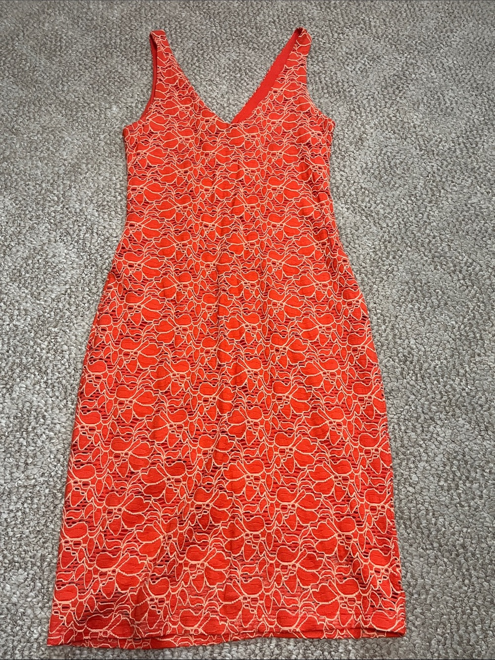 Velvet Orange Lace V-Neck Midi Dress